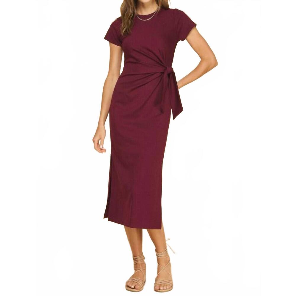 NEW IF SHE LOVES anastasia tie dress in wine
